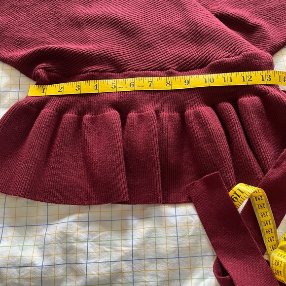 NWT Zesica wrap ruffle belted waist knit sweater pullover - Picture 8 of 11